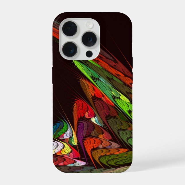 Chameleon Fractal Abstract Art in Vibrant Motion iPhone Case (Back)