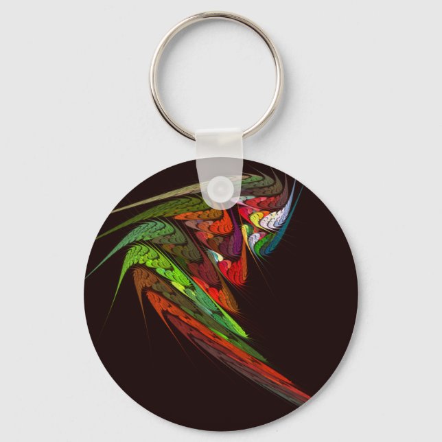 Chameleon Fractal Abstract Art in Vibrant Motion Keychain (Front)