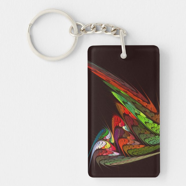 Chameleon Fractal Abstract Art in Vibrant Motion Keychain (Front)