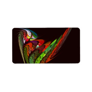 Chameleon Fractal Abstract Art in Vibrant Motion Label