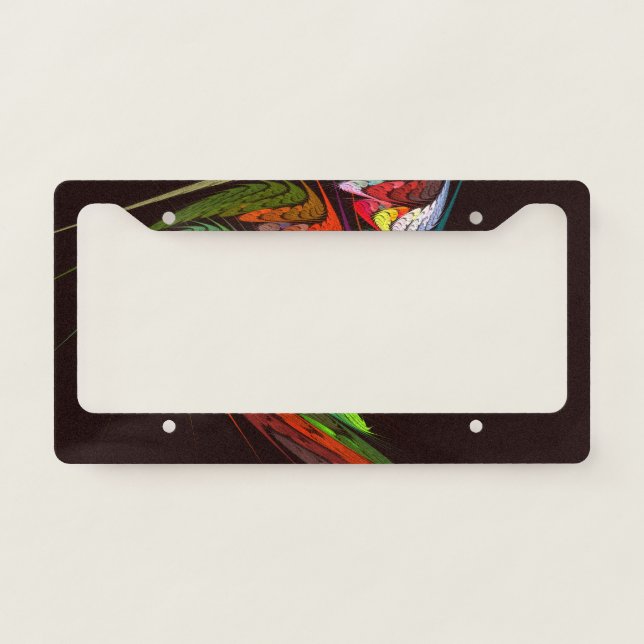 Chameleon Fractal Abstract Art in Vibrant Motion License Plate Frame (Front)