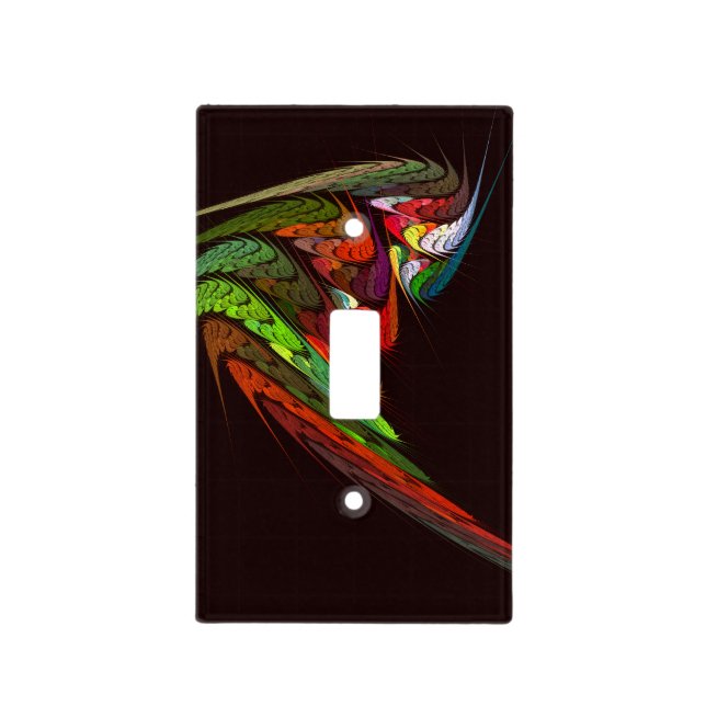 Chameleon Fractal Abstract Art in Vibrant Motion Light Switch Cover (Front)
