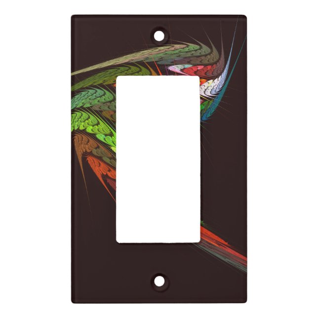 Chameleon Fractal Abstract Art in Vibrant Motion Light Switch Cover (Front)