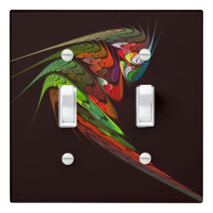 Chameleon Fractal Abstract Art in Vibrant Motion Light Switch Cover