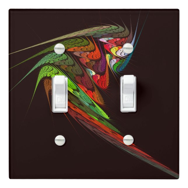 Chameleon Fractal Abstract Art in Vibrant Motion Light Switch Cover (In Situ)