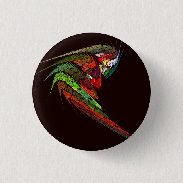Chameleon Fractal Abstract Art in Vibrant Motion Pinback Button (Front)