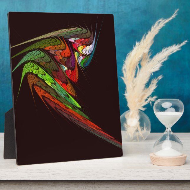 Chameleon Fractal Abstract Art in Vibrant Motion Plaque (Side)