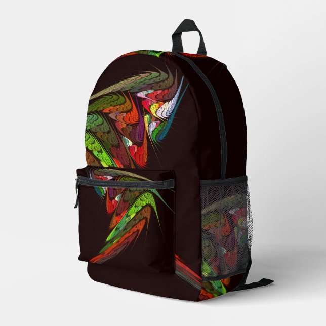 Chameleon Fractal Abstract Art in Vibrant Motion Printed Backpack (Back Corner Right)