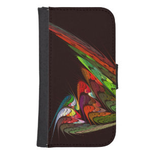 Chameleon Fractal Abstract Art in Vibrant Motion Galaxy S4 Wallet Case