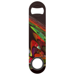 Chameleon Fractal Abstract Art in Vibrant Motion Speed Bottle Opener