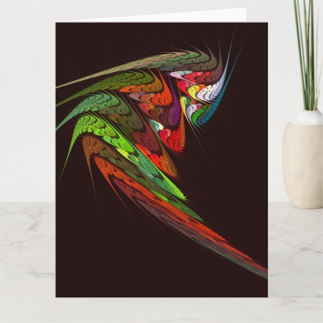 Chameleon Fractal Abstract Art in Vibrant Motion Thank You Card (Front)