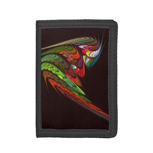 Chameleon Fractal Abstract Art in Vibrant Motion Trifold Wallet (Front Vertical)