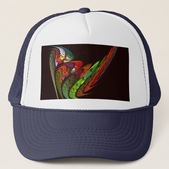 Chameleon Fractal Abstract Art in Vibrant Motion Trucker Hat (Front)