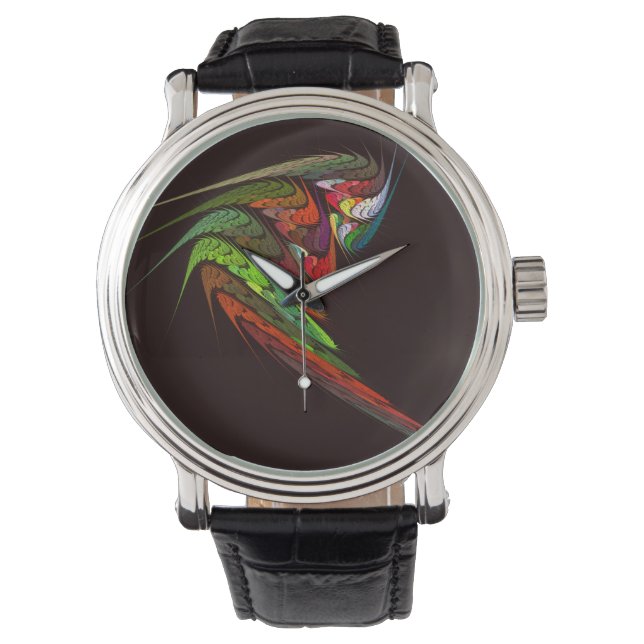 Chameleon Fractal Abstract Art in Vibrant Motion Watch (Front)