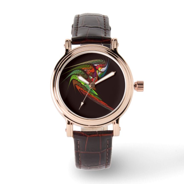 Chameleon Fractal Abstract Art in Vibrant Motion Watch (Front)