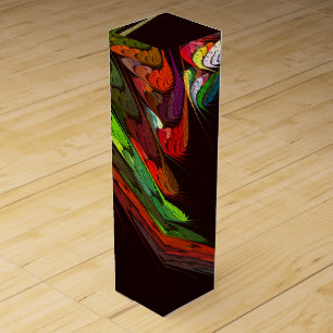 Chameleon Fractal Abstract Art in Vibrant Motion Wine Gift Box