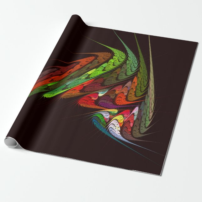 Chameleon Fractal Abstract Art in Vibrant Motion Wrapping Paper (Unrolled)