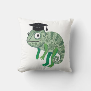 Chameleon Graduation Floral Throw Pillow