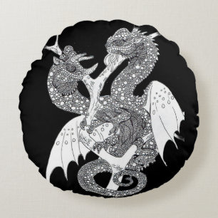 Chameleon Hydra Dragon Round Pillow
