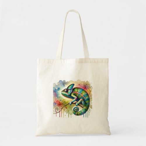 Chameleon in Serenity 260624AREF115 _ Watercolor Tote Bag