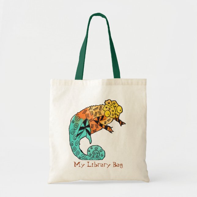 Chameleon ink cute kids library bag (Front)