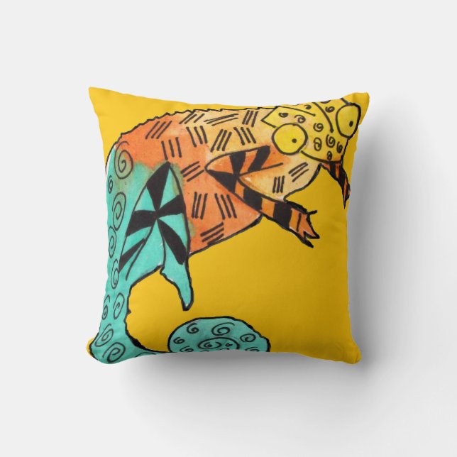 Chameleon ink Yellow kid's pillow (Front)