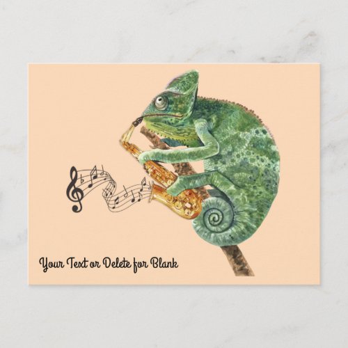 Chameleon Jazz Saxophone Custom Text Postcard