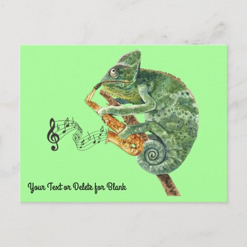 Chameleon Jazz Saxophone Custom Text Postcard