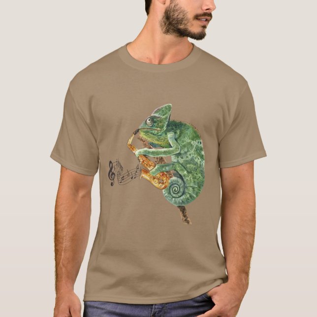 Chameleon Jazz Saxophone T-Shirt (Front)
