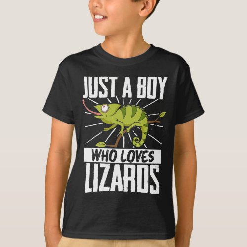 Chameleon  Just A Boy Who Loves Lizards Reptiles T_Shirt
