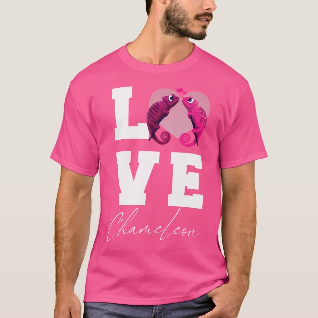 Chameleon Love Cute Reptile Beautiful Geckos With  T-Shirt (Front)