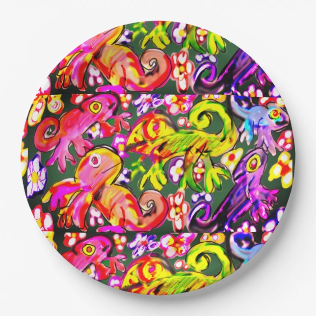Chameleon mix Color Paper Plates (Front)