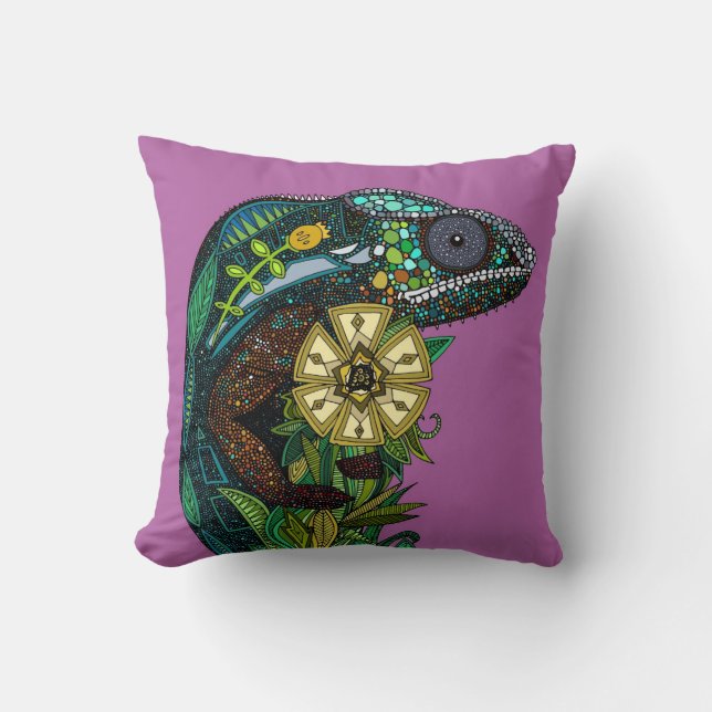 chameleon orchid throw pillow (Front)