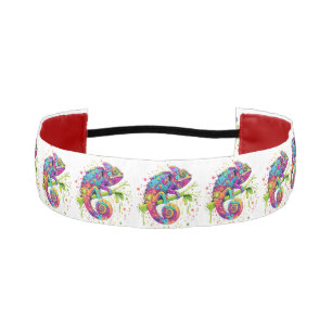 Chameleon Paint Stains Watercolor Style Athletic Headband