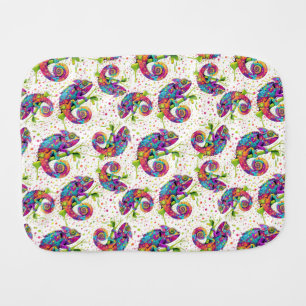 Chameleon Paint Stains Watercolor Style Baby Burp Cloth