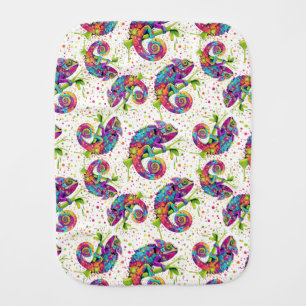 Chameleon Paint Stains Watercolor Style Baby Burp Cloth