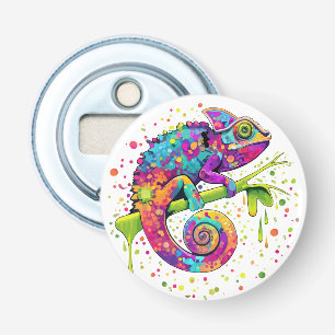 Chameleon Paint Stains Watercolor Style Bottle Opener