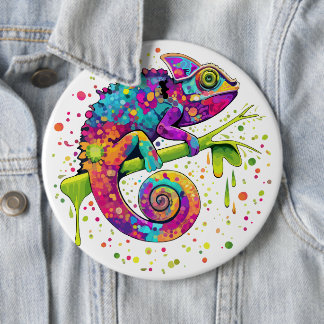 Chameleon Paint Stains Watercolor Style Button