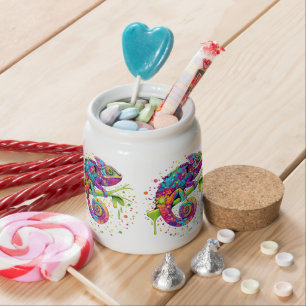 Chameleon Paint Stains Watercolor Style Candy Jar