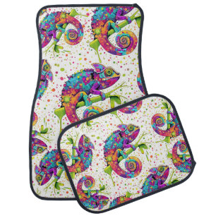 Chameleon Paint Stains Watercolor Style Car Floor Mat