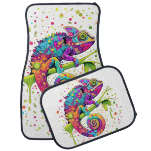 Chameleon Paint Stains Watercolor Style Car Floor Mat