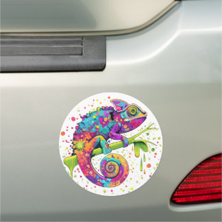 Chameleon Paint Stains Watercolor Style Car Magnet