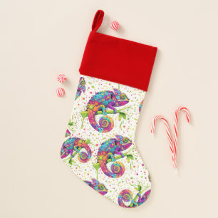 Chameleon Paint Stains Watercolor Style Christmas Stocking