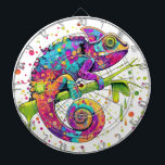 Chameleon Paint Stains Watercolor Style Dart Board<br><div class="desc">Chameleon Paint Stains Watercolor Style bizarre surreal art . Original Vector Logo Illustration Copyright BluedarkArt.</div>