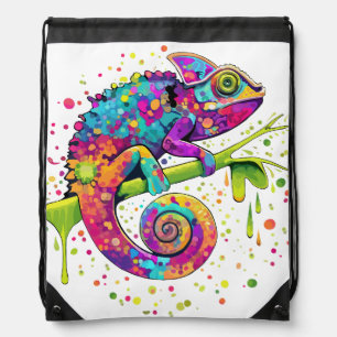 Chameleon Paint Stains Watercolor Style Drawstring Bag