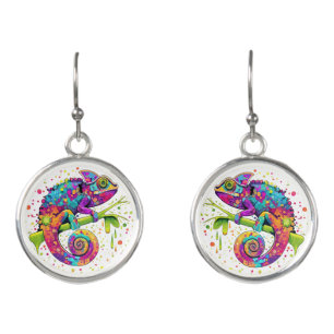 Chameleon Paint Stains Watercolor Style Earrings