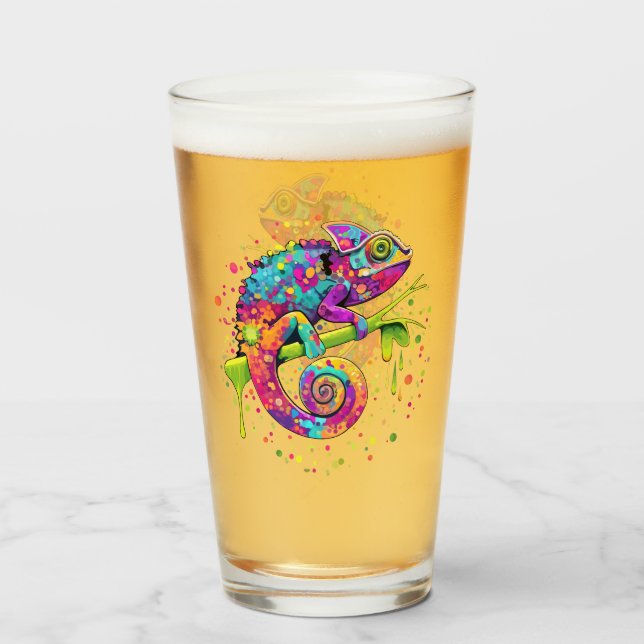 Chameleon Paint Stains Watercolor Style Glass (Front Filled)