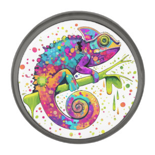 Chameleon Paint Stains Watercolor Style Gunmetal Finish Lapel Pin