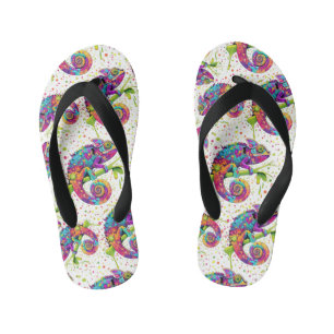 Chameleon Paint Stains Watercolor Style Kid's Flip Flops
