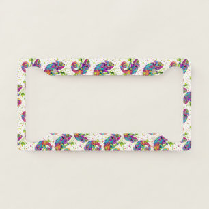 Chameleon Paint Stains Watercolor Style License Plate Frame